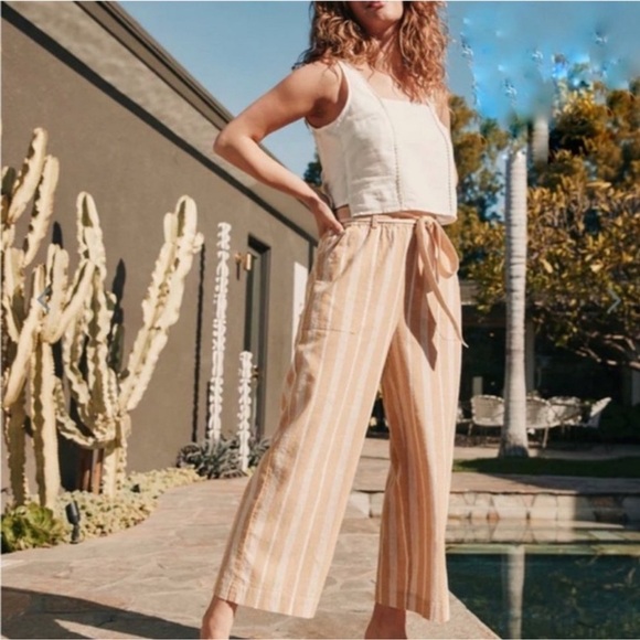 Marine Layer Franki Wide Leg Pant in Gold Stripe size medium - Picture 1 of 7